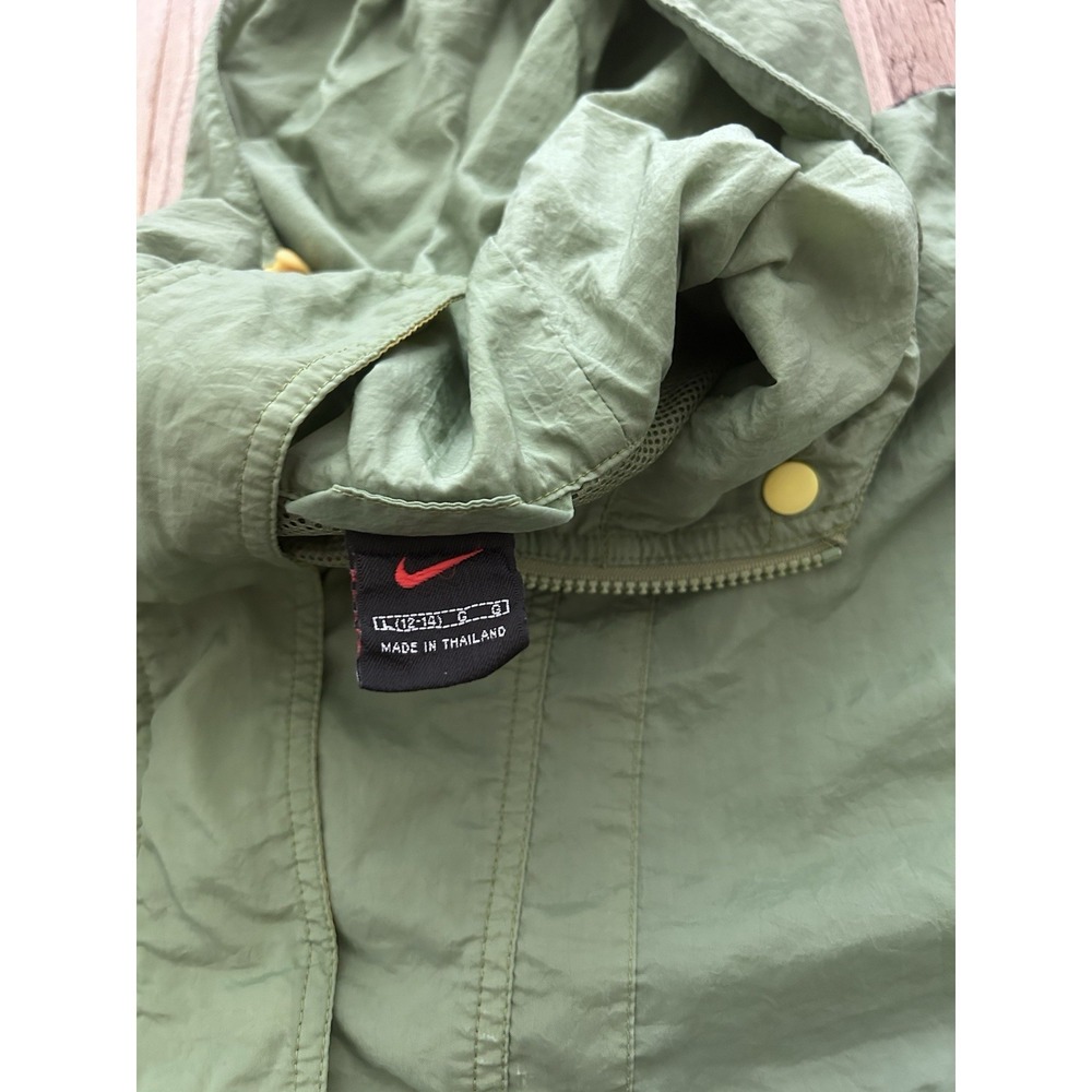 Vintage 90s Nike Big Swoosh Check Green Blue Large Windbreaker - Picture 6 of 11